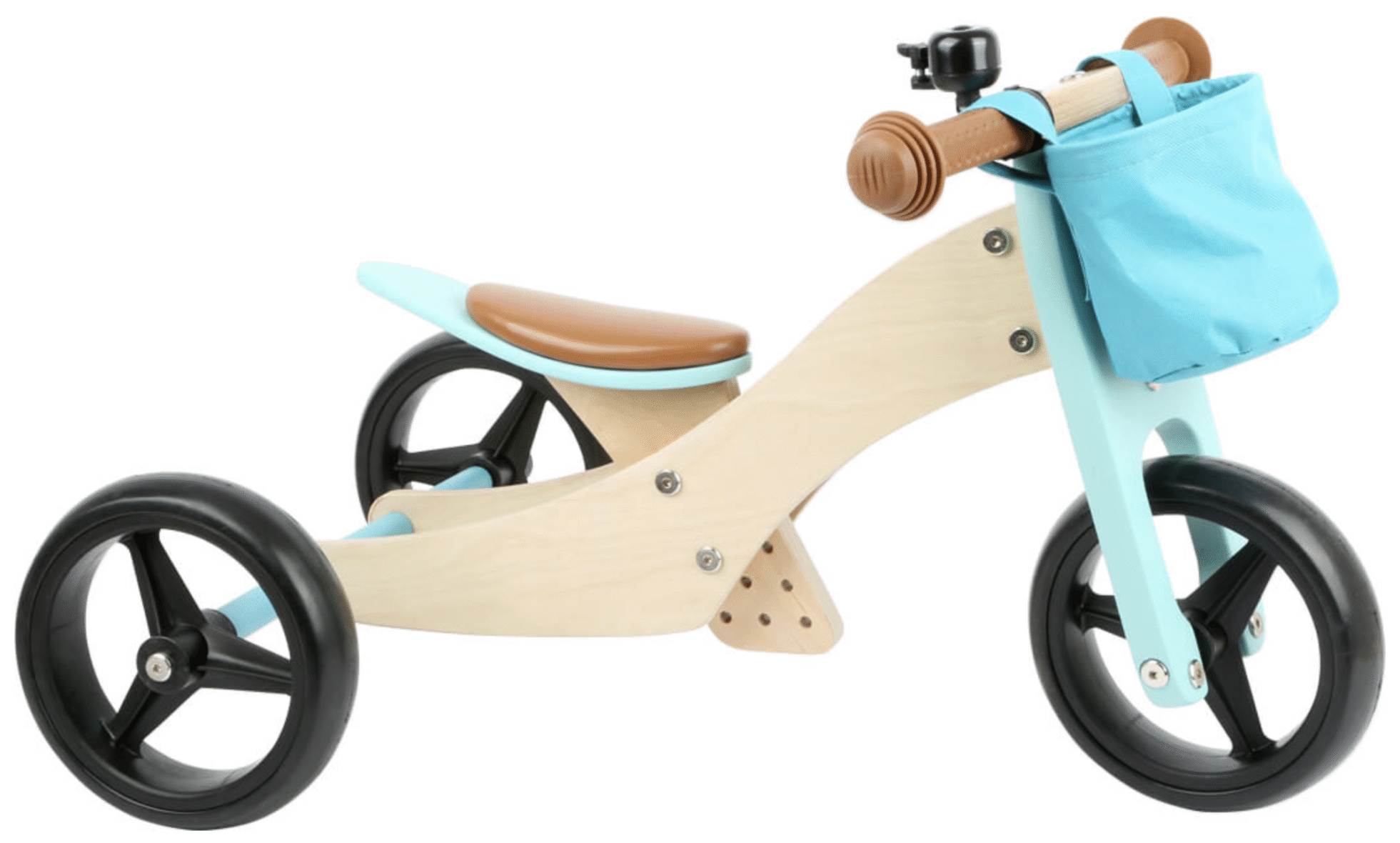 2-i-1 løbecykel og trehjulet cykel – turkis