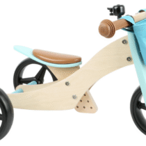 2-i-1 løbecykel og trehjulet cykel – turkis