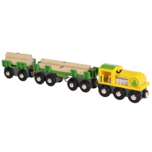 BRIO togsæt med lokomotiv, vogne og træstammer som last