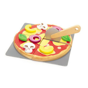 Pizza som legemad i træ fra Le Toy Van leveres af Legetøj Online
